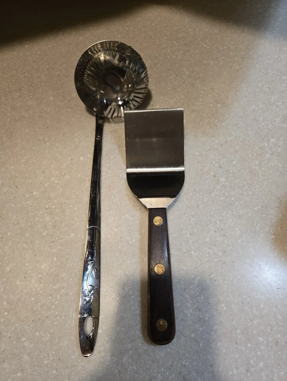 Vintage Grease Skimmer & Wood Handle Turner